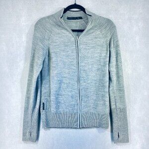 Icebreaker Merino Wool Cardigan Sweater Womens M Gray Full Zip Outdoor Hiking